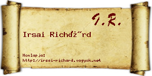 Irsai Richárd névjegykártya